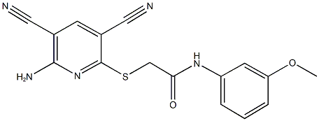 2-[(6-amino-3,5-dicyano-2-pyridinyl)sulfanyl]-N-(3-methoxyphenyl)acetamide 结构式