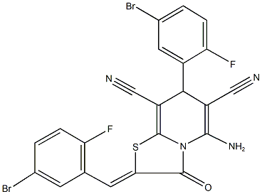 5-amino-2-(5-bromo-2-fluorobenzylidene)-7-(5-bromo-2-fluorophenyl)-3-oxo-2,3-dihydro-7H-[1,3]thiazolo[3,2-a]pyridine-6,8-dicarbonitrile|