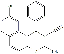 3-amino-9-hydroxy-1-phenyl-1H-benzo[f]chromene-2-carbonitrile 化学構造式