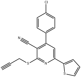 4-(4-chlorophenyl)-2-(2-propynylsulfanyl)-6-(2-thienyl)nicotinonitrile Structure