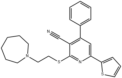 2-{[2-(1-azepanyl)ethyl]sulfanyl}-4-phenyl-6-(2-thienyl)nicotinonitrile 结构式