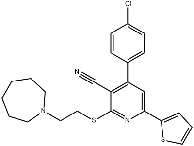 2-{[2-(1-azepanyl)ethyl]sulfanyl}-4-(4-chlorophenyl)-6-(2-thienyl)nicotinonitrile Structure