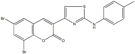 6,8-dibromo-3-[2-(4-toluidino)-1,3-thiazol-4-yl]-2H-chromen-2-one Struktur