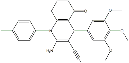 2-amino-1-(4-methylphenyl)-5-oxo-4-(3,4,5-trimethoxyphenyl)-1,4,5,6,7,8-hexahydro-3-quinolinecarbonitrile,311764-51-9,结构式