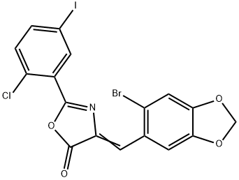 4-[(6-bromo-1,3-benzodioxol-5-yl)methylene]-2-(2-chloro-5-iodophenyl)-1,3-oxazol-5(4H)-one Structure