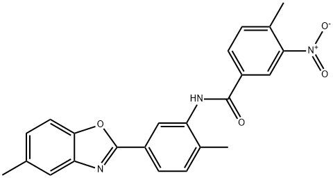 3-nitro-4-methyl-N-[2-methyl-5-(5-methyl-1,3-benzoxazol-2-yl)phenyl]benzamide,311764-75-7,结构式