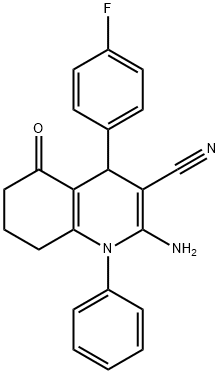 2-amino-4-(4-fluorophenyl)-5-oxo-1-phenyl-1,4,5,6,7,8-hexahydro-3-quinolinecarbonitrile 结构式