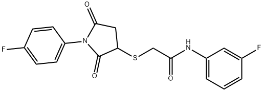 N-(3-fluorophenyl)-2-{[1-(4-fluorophenyl)-2,5-dioxo-3-pyrrolidinyl]sulfanyl}acetamide Structure