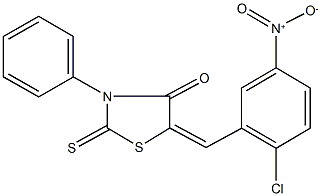 5-{2-chloro-5-nitrobenzylidene}-3-phenyl-2-thioxo-1,3-thiazolidin-4-one 结构式