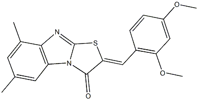 2-(2,4-dimethoxybenzylidene)-6,8-dimethyl[1,3]thiazolo[3,2-a]benzimidazol-3(2H)-one Struktur