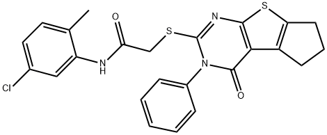 N-(5-chloro-2-methylphenyl)-2-[(4-oxo-3-phenyl-3,5,6,7-tetrahydro-4H-cyclopenta[4,5]thieno[2,3-d]pyrimidin-2-yl)sulfanyl]acetamide Struktur