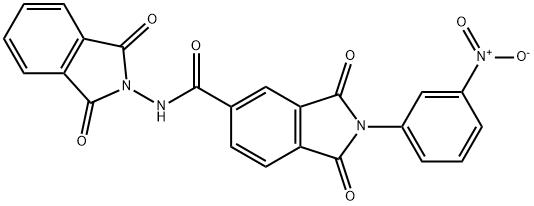 N-(1,3-dioxo-1,3-dihydro-2H-isoindol-2-yl)-2-{3-nitrophenyl}-1,3-dioxo-5-isoindolinecarboxamide 化学構造式