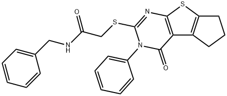 N-benzyl-2-[(4-oxo-3-phenyl-3,5,6,7-tetrahydro-4H-cyclopenta[4,5]thieno[2,3-d]pyrimidin-2-yl)sulfanyl]acetamide Structure