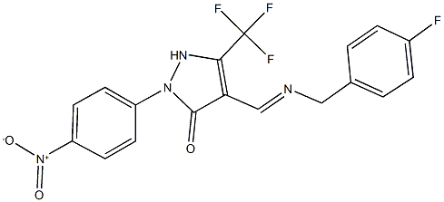 4-{[(4-fluorobenzyl)imino]methyl}-2-{4-nitrophenyl}-5-(trifluoromethyl)-1,2-dihydro-3H-pyrazol-3-one,311776-26-8,结构式