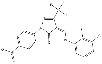 4-[(3-chloro-2-methylanilino)methylene]-2-{4-nitrophenyl}-5-(trifluoromethyl)-2,4-dihydro-3H-pyrazol-3-one Structure