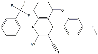 2-amino-4-(4-methoxyphenyl)-5-oxo-1-[2-(trifluoromethyl)phenyl]-1,4,5,6,7,8-hexahydro-3-quinolinecarbonitrile 结构式