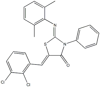 5-(2,3-dichlorobenzylidene)-2-[(2,6-dimethylphenyl)imino]-3-phenyl-1,3-thiazolidin-4-one Struktur