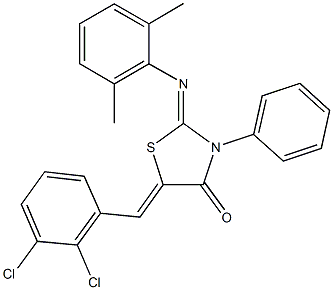 5-(2,3-dichlorobenzylidene)-2-[(2,6-dimethylphenyl)imino]-3-phenyl-1,3-thiazolidin-4-one 结构式