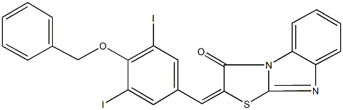 2-[4-(benzyloxy)-3,5-diiodobenzylidene][1,3]thiazolo[3,2-a]benzimidazol-3(2H)-one Structure