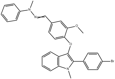 4-{[2-(4-bromophenyl)-1-methyl-1H-indol-3-yl]oxy}-3-methoxybenzaldehyde methyl(phenyl)hydrazone Structure