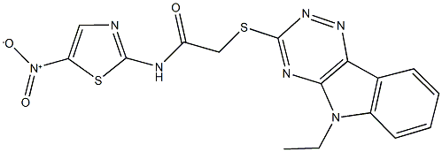 2-[(5-ethyl-5H-[1,2,4]triazino[5,6-b]indol-3-yl)sulfanyl]-N-{5-nitro-1,3-thiazol-2-yl}acetamide Structure