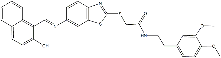 N-[2-(3,4-dimethoxyphenyl)ethyl]-2-[(6-{[(2-hydroxy-1-naphthyl)methylene]amino}-1,3-benzothiazol-2-yl)sulfanyl]acetamide|