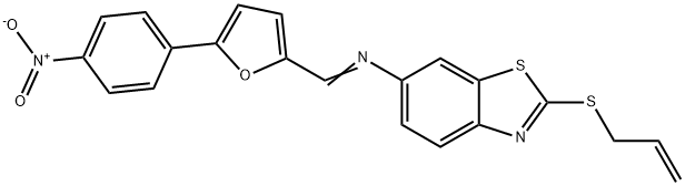 2-(allylsulfanyl)-6-{[(5-{4-nitrophenyl}-2-furyl)methylene]amino}-1,3-benzothiazole Struktur