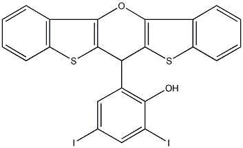 2-(6H-di[1]benzothieno[3,2-b:2,3-e]pyran-6-yl)-4,6-diiodophenol 化学構造式