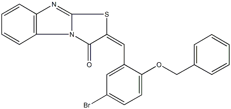 2-[2-(benzyloxy)-5-bromobenzylidene][1,3]thiazolo[3,2-a]benzimidazol-3(2H)-one Struktur