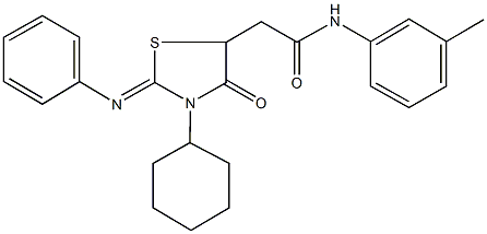 2-[3-cyclohexyl-4-oxo-2-(phenylimino)-1,3-thiazolidin-5-yl]-N-(3-methylphenyl)acetamide,311783-38-7,结构式