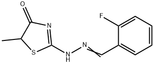 2-fluorobenzaldehyde (5-methyl-4-oxo-1,3-thiazolidin-2-ylidene)hydrazone Struktur
