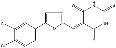 5-{[5-(3,4-dichlorophenyl)-2-furyl]methylene}-2-thioxodihydro-4,6(1H,5H)-pyrimidinedione Structure