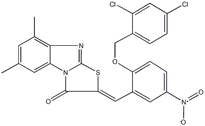 2-{2-[(2,4-dichlorobenzyl)oxy]-5-nitrobenzylidene}-6,8-dimethyl[1,3]thiazolo[3,2-a]benzimidazol-3(2H)-one Struktur
