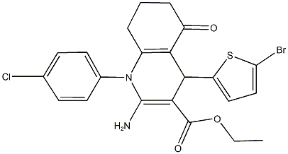 ethyl 2-amino-4-(5-bromo-2-thienyl)-1-(4-chlorophenyl)-5-oxo-1,4,5,6,7,8-hexahydro-3-quinolinecarboxylate Struktur
