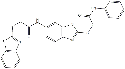 N-{2-[(2-anilino-2-oxoethyl)sulfanyl]-1,3-benzothiazol-6-yl}-2-(1,3-benzothiazol-2-ylsulfanyl)acetamide,311785-54-3,结构式