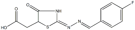 {2-[(4-fluorobenzylidene)hydrazono]-4-oxo-1,3-thiazolidin-5-yl}acetic acid Structure