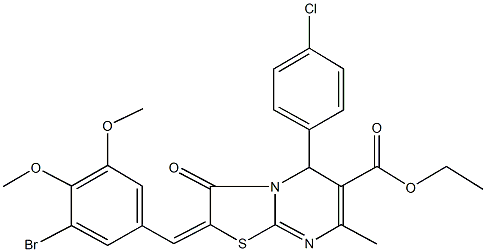 311788-03-1 ethyl 2-(3-bromo-4,5-dimethoxybenzylidene)-5-(4-chlorophenyl)-7-methyl-3-oxo-2,3-dihydro-5H-[1,3]thiazolo[3,2-a]pyrimidine-6-carboxylate