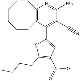 2-amino-4-{5-butyl-4-nitro-2-thienyl}-5,6,7,8,9,10-hexahydrocycloocta[b]pyridine-3-carbonitrile Structure