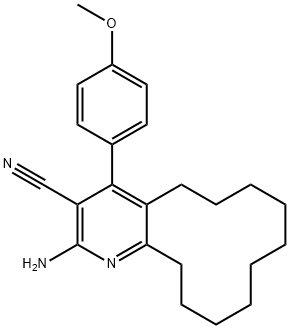2-amino-4-(4-methoxyphenyl)-5,6,7,8,9,10,11,12,13,14-decahydrocyclododeca[b]pyridine-3-carbonitrile 结构式