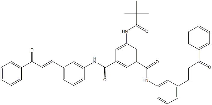 5-[(2,2-dimethylpropanoyl)amino]-N~1~,N~3~-bis[3-(3-oxo-3-phenyl-1-propenyl)phenyl]isophthalamide Struktur