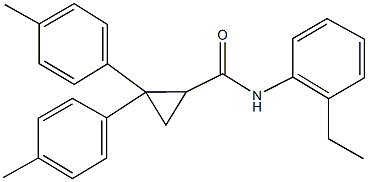 N-(2-ethylphenyl)-2,2-bis(4-methylphenyl)cyclopropanecarboxamide Struktur