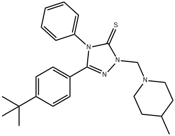 5-(4-tert-butylphenyl)-2-[(4-methyl-1-piperidinyl)methyl]-4-phenyl-2,4-dihydro-3H-1,2,4-triazole-3-thione 结构式
