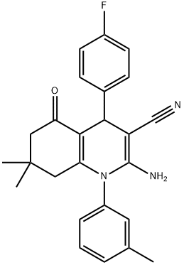 2-amino-4-(4-fluorophenyl)-7,7-dimethyl-1-(3-methylphenyl)-5-oxo-1,4,5,6,7,8-hexahydro-3-quinolinecarbonitrile,311792-89-9,结构式