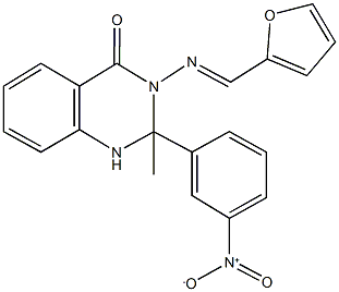 3-[(2-furylmethylene)amino]-2-{3-nitrophenyl}-2-methyl-2,3-dihydro-4(1H)-quinazolinone Structure