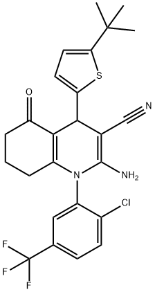 2-amino-4-(5-tert-butyl-2-thienyl)-1-[2-chloro-5-(trifluoromethyl)phenyl]-5-oxo-1,4,5,6,7,8-hexahydro-3-quinolinecarbonitrile Structure