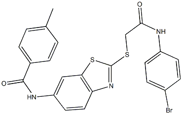 N-(2-{[2-(4-bromoanilino)-2-oxoethyl]sulfanyl}-1,3-benzothiazol-6-yl)-4-methylbenzamide|