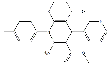 methyl 2-amino-1-(4-fluorophenyl)-5-oxo-4-(3-pyridinyl)-1,4,5,6,7,8-hexahydro-3-quinolinecarboxylate 结构式