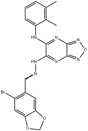 6-bromo-1,3-benzodioxole-5-carbaldehyde (6-(2,3-dimethylanilino)[1,2,5]oxadiazolo[3,4-b]pyrazin-5(4H)-ylidene)hydrazone Structure
