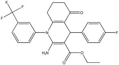 ethyl 2-amino-4-(4-fluorophenyl)-5-oxo-1-[3-(trifluoromethyl)phenyl]-1,4,5,6,7,8-hexahydro-3-quinolinecarboxylate Structure