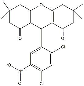 9-{2,4-dichloro-5-nitrophenyl}-3,3,6,6-tetramethyl-3,4,5,6,7,9-hexahydro-1H-xanthene-1,8(2H)-dione Struktur